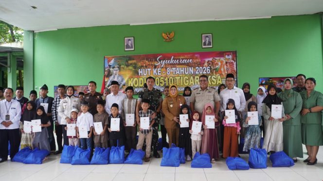 
 HUT ke-8 Kodim 0510/Tigaraksa, Prajurit TNI Perkuat Aksi Kemanusiaan untuk Korban Banjir dan Anak Yatim