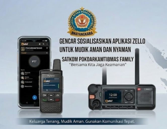 
 POKDARKAMTIBMAS FAMILY Manfaatkan Zello Walkie Talkie untuk Pantau Arus Mudik Secara Real Time