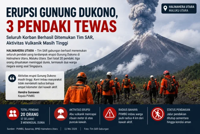 
 Aktivitas Gunung Dukono Meningkat, PVMBG Larang Warga Dekati Kawah Aktif