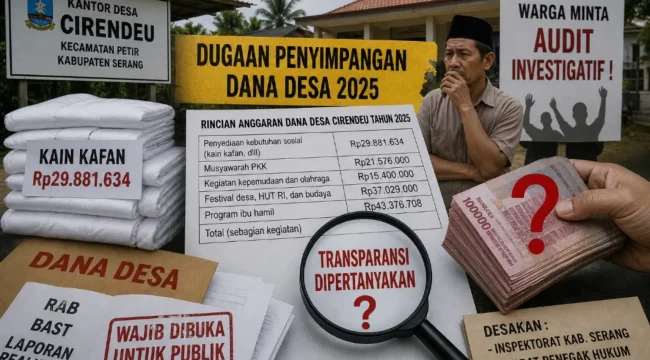 Minim Transparansi Pengelolaan Dana Desa di Kecamatan Petir, Publik mempertanyakan Kinerja Binwas Kecamatan Petir (Gambar ilustrasi Redaksi)