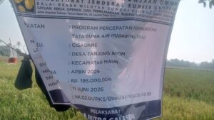 ‎Papan informasi proyek P3A Mitra Cai Asem Desa Tanjung Anom Kecamatan Mauk 