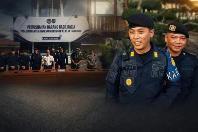 
 Petugas Lapas Pemuda Kelas II Tangerang menunjukkan hasil razia dan pemusnahan barang bukti hasil sidak periode Januari–Juli 2026. Foto: Yan/Gmanews.id