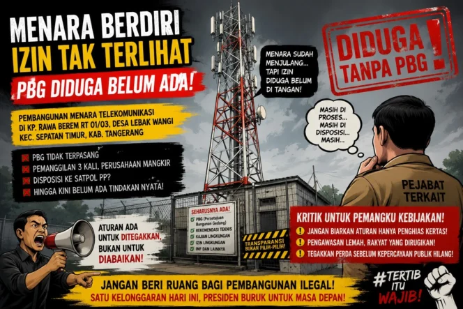 Gambar hanya Ilustrasi : Dugaan Pembangunan Menara Telekomunikasi tanpa izin PBG 