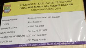 Papan Informasi Proyek Rekontruksi Jalan raya Jati - Sepatan 
