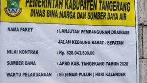 Papan Proyek Lanjutan Pembangunan Drainase Kedaung Barat - Sepatan