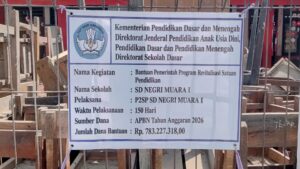 Papan Proyek Revitalisasi SDN Muara 1, Kecamatan Teluknaga 