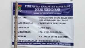 Papan Proyek Pembangunan RKB SDN Mekarsari 1 Kecamatan Rajeg 